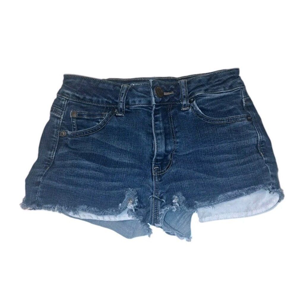 American Eagle Womens Size 0 Blue Super  Stretch Shortie 25x2 AEO Denim X